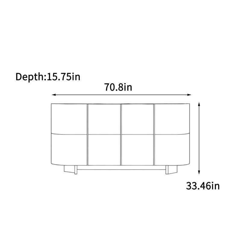 Buffet et armoire d'entrée simple laqué, 33.46" H x 70.8" W x 15.75" D, Crème