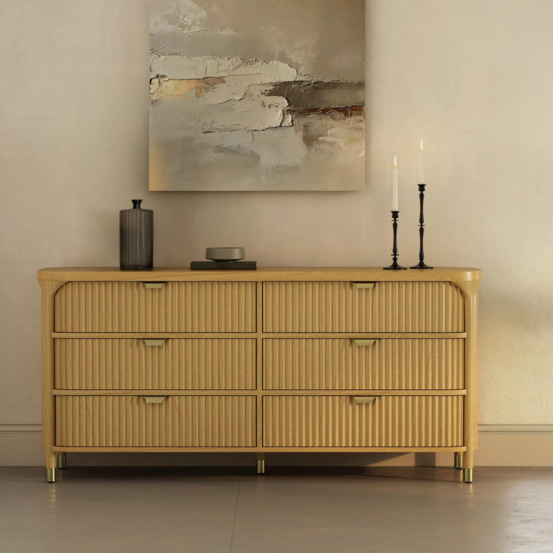 Commode double contemporaine 6 tiroirs Parkwood, Naturel
