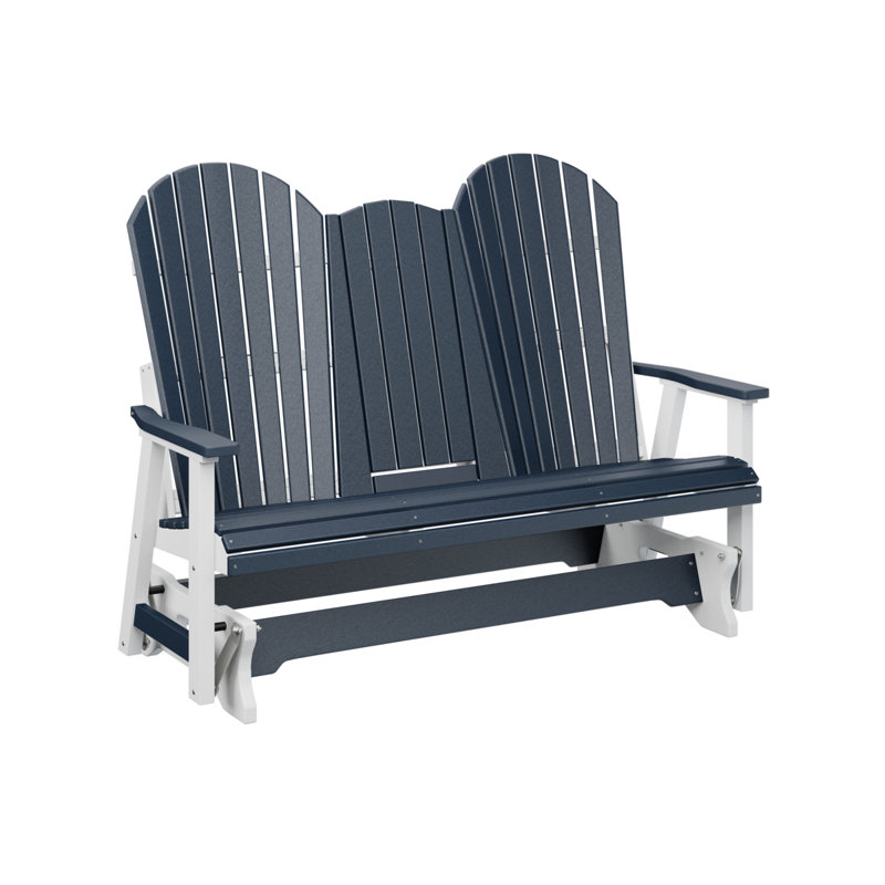 Fauteuil coulissant berçant à trois places avec console Berlin Gardens, Bleu marine / blanc