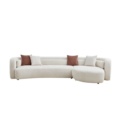 Canapé modulaire incurvé de luxe de 132 po, canapé confortable de style minimaliste pour appartement de salon, méridienne modulaire en L, beige clair, W2664S00116