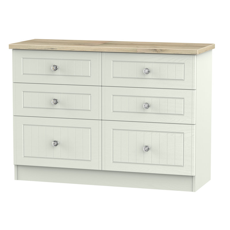 Fully Assembled Zenfield 6 Drawer Chest, Kashmir Ash/Bordeaux Oak