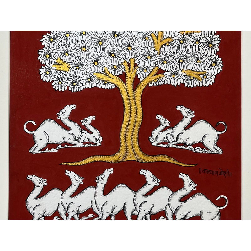 Chameaux autour de Kalpvriksh | Phad, peinture de Kalyan Joshi
