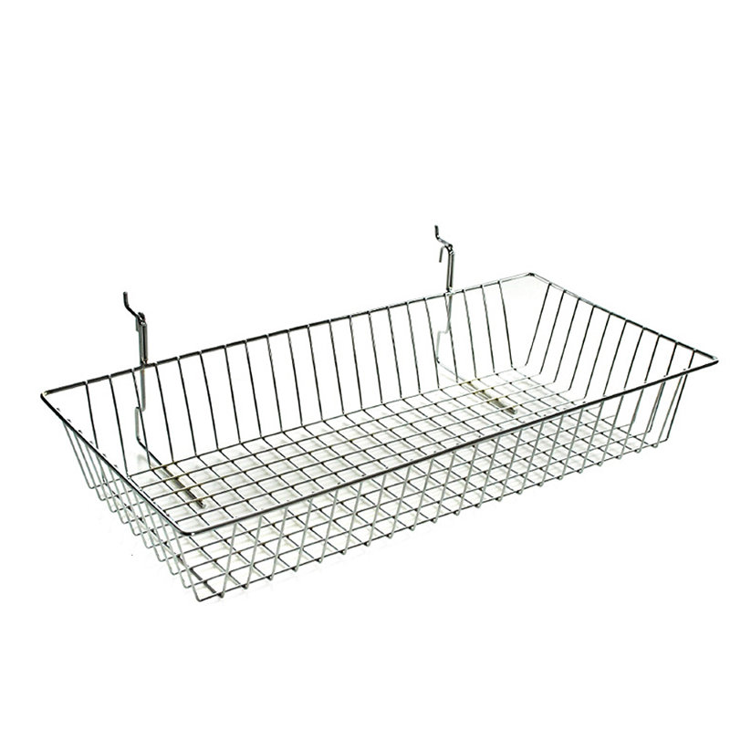 Large Rectangular Silver Metal Wire Basket, 24.25" Wide, 2-Pack