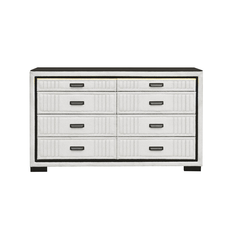 Isabella White-Black 5Pc Queen Bedroom Set, White/Black, Queen