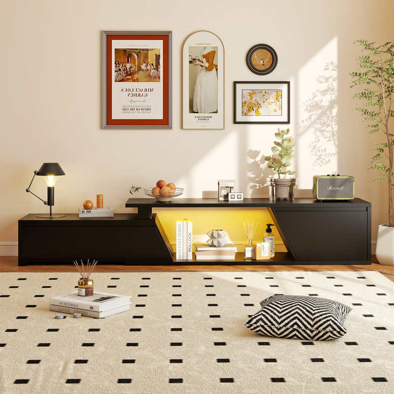 Meuble télé polyvalent et extensible avec lumières DEL, Black