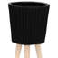 Pot à fleurs noir moderne de 12 po avec support en bois polyvalent pour l'intérieur et l'extérieur
