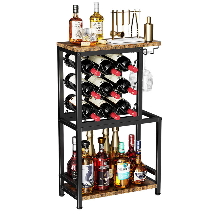 9 Bottle Standard Wine Bottle & Glass Rack