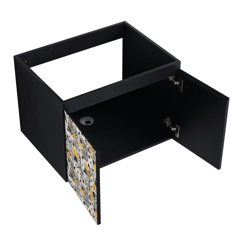 Armoire de salle de bain moderne avec lavabo et porte en céramique. , Noir. Meuble-lavabo élégant
