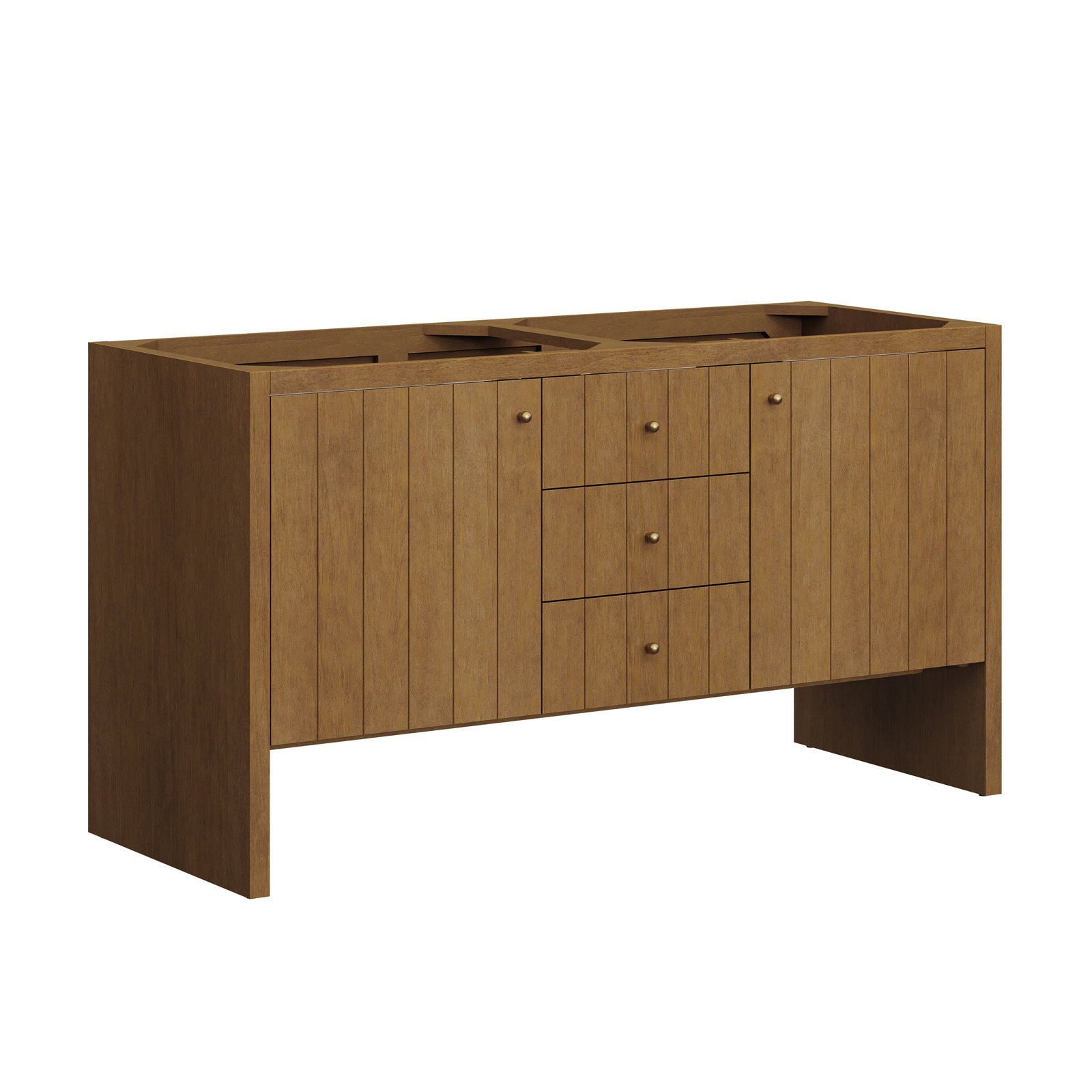 Hudson 60" Double Vanity, FreePower Wireless Charger, Ethereal Noctis, Honey Oak