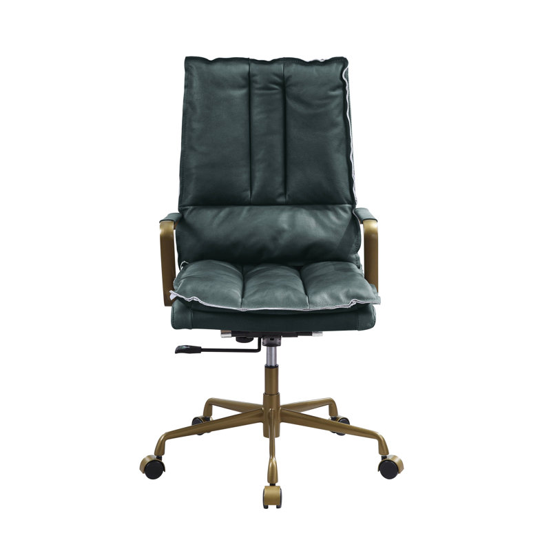Luxurious Dark Green Top Grain Leather Executive Swivel Chair
