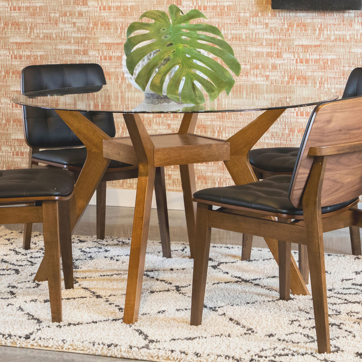 Alma Paxton Round 48-Inch Glass Top Wood Dining Table Nutmeg - Wayfair Canada