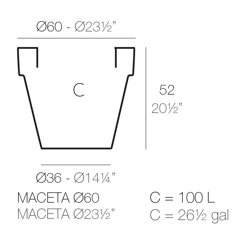 Pot à fleurs en résine Maceta, H 20,5 po x l 23,5 po x P 23,5 po