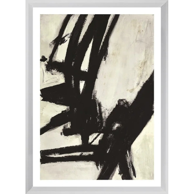 Nero 2 Contemporary Abstract - Single Picture Frame Print, Matt White, 187.452 cm H x 136.652 W