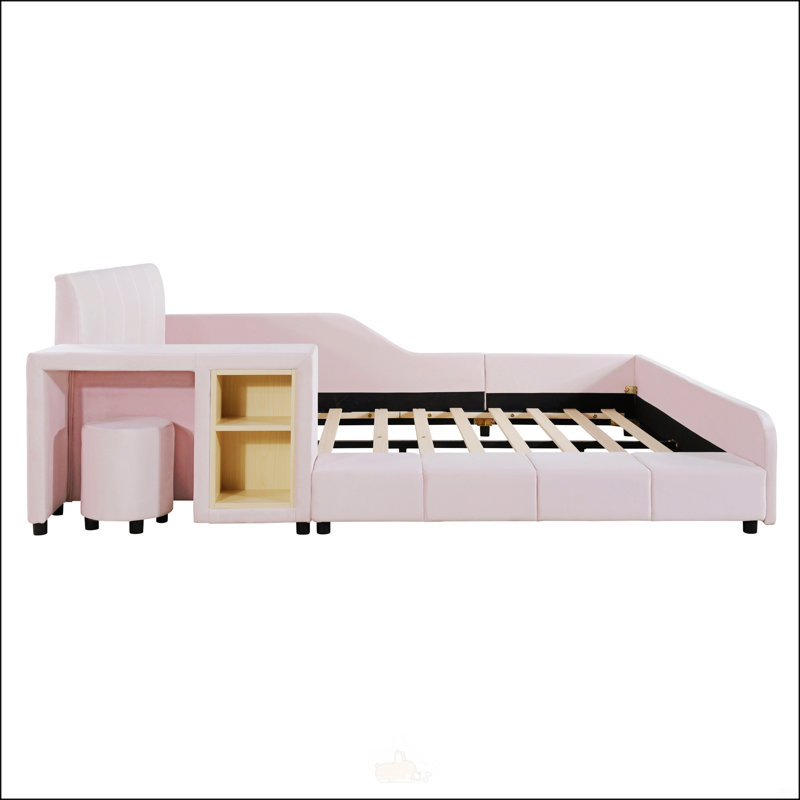 Lit double tapissier pleine grandeur, Rose