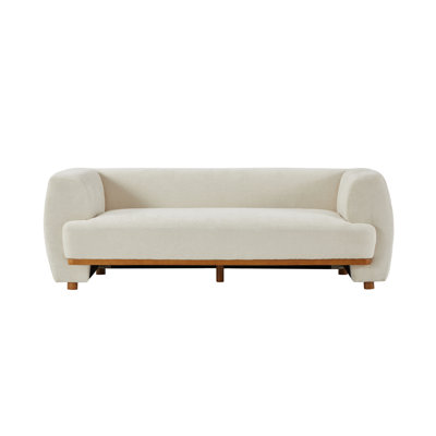 Flow Canapé moderne en chenille de 79 po avec siège incurvé élégant et assise confortable pour le salon, beige