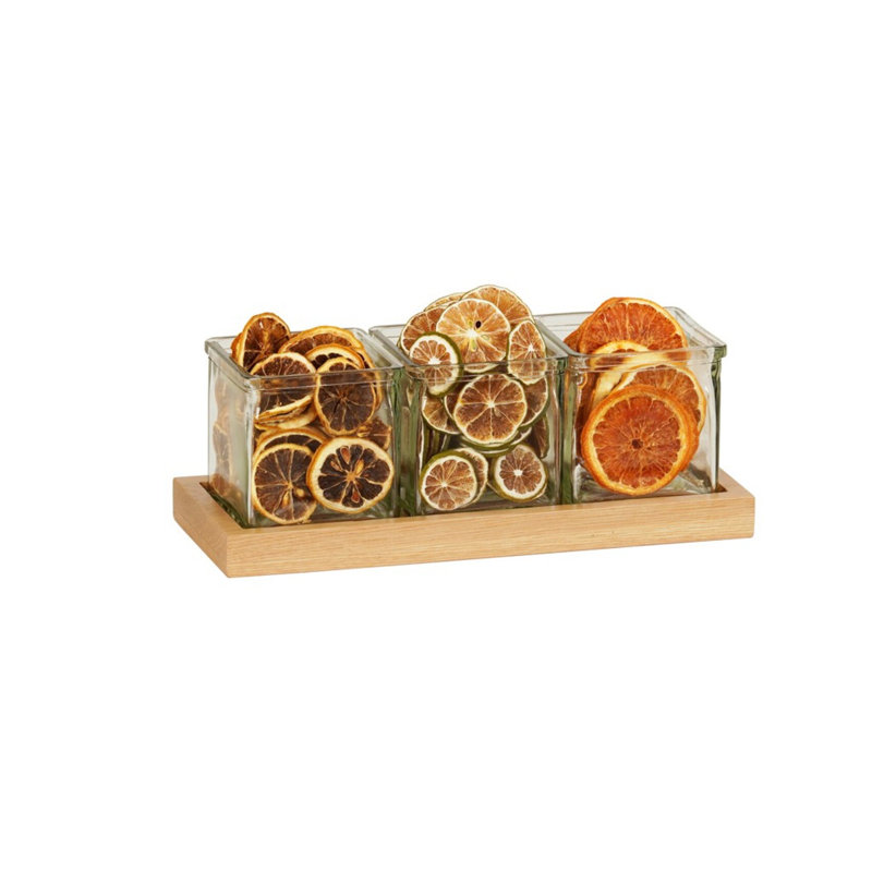 Sydney 3 Jar Display, Clear/Oak
