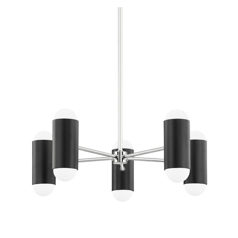 Lustre linéaire moderne Spoutnik 10 lumières Victoria, Nickel poli / noir doux