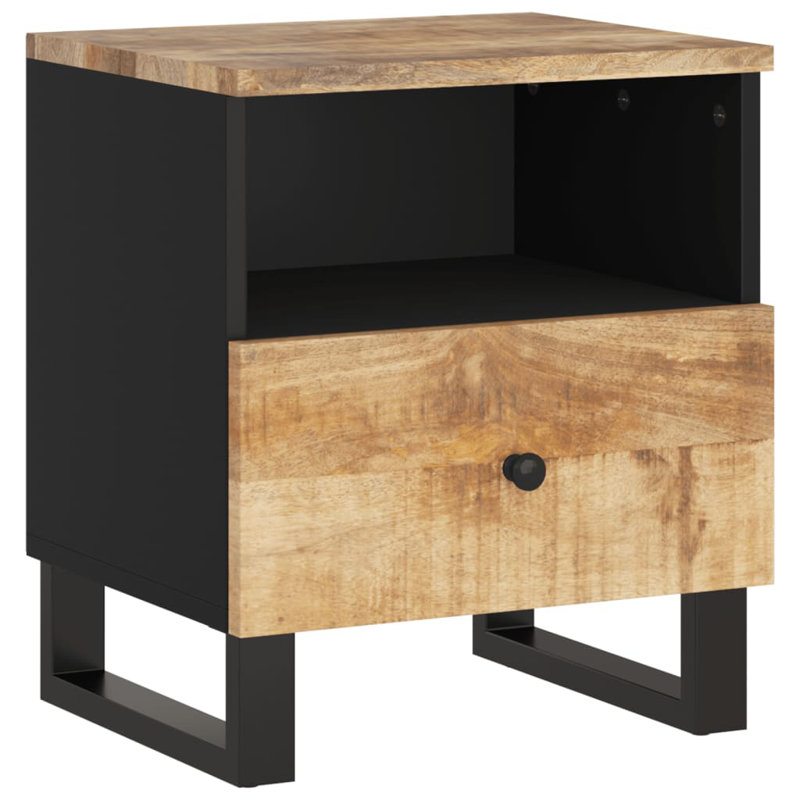 Biby 40cm W Manufactured Wood Bedside Table, Beige