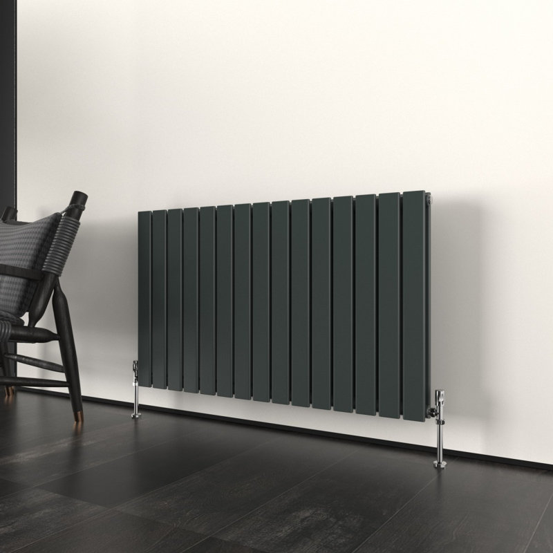 Flat Panel Central Heating Designer Radiator, 60cm H x 115.6cm W x 5.8cm D, Anthracite