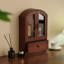 Armoire de rangement murale 8,86 "en pin massif brun rétro avec portes en verre et tiroir, tablette décorative