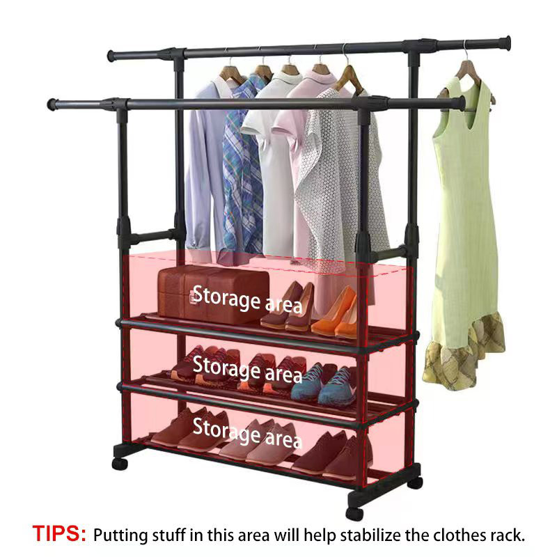 Latitude Run® 3 Layers Double Rail Clothes Rack