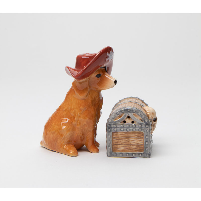 Ensemble de salière et poivrière Pirate Dog and Treasure Box