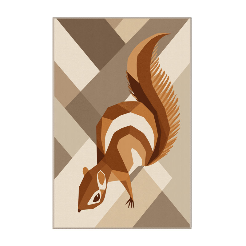 Machine Washable Peirsen Chipmunk Modern Geometric Rug in Beige – Beige Binding, 5x8