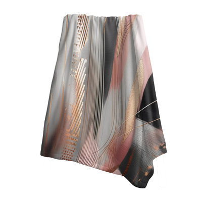 Pink Rosegold Circle Complexity I - Abstract Modern Shapes Decorative Throw Blanket