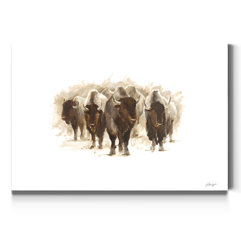 Reproduction d’art sur toile « Herd of bison II », H 27 po x l 18 po x P 1 po