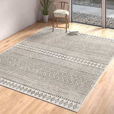 Tapis noir et blanc de style Sud-Ouest pour l'intérieur et l'extérieur Laruth