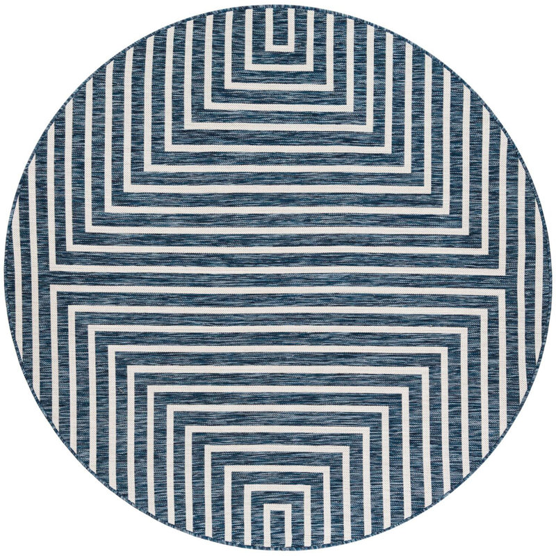 Contemporary Odawa Area Rug Blue Color, Round 6'1"