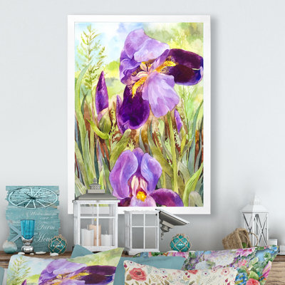 Iris mauve rétro - art mural traditionnel sur toile