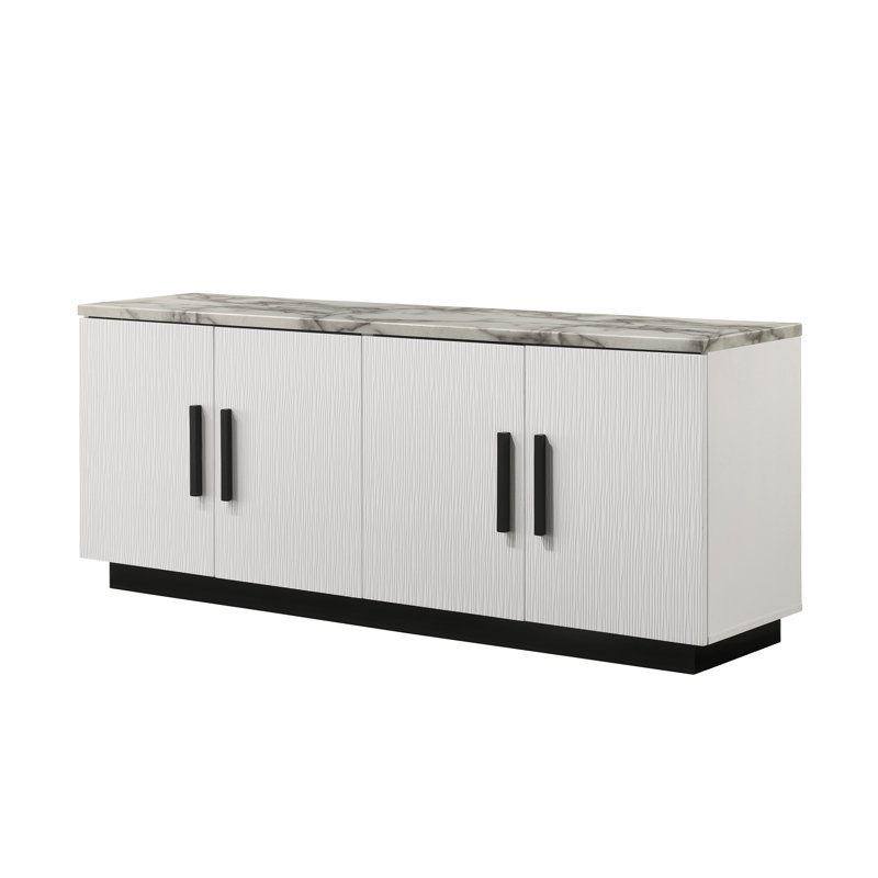 Console avec plateau en faux marbre blanc