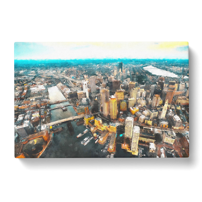 Boston Massachusetts Painting - Wrapped Canvas, 35cm H x 50cm W x 3cm D