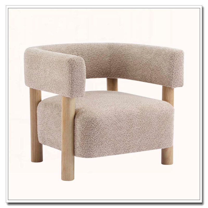Fauteuil d'appoint rembourré Boucle, Marron clair