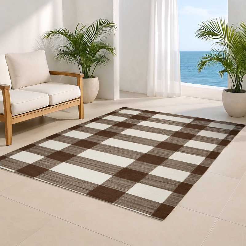 Tapis intérieur / extérieur gris HorizontalStripes, Rectangulaire 8 pi x 10 pi