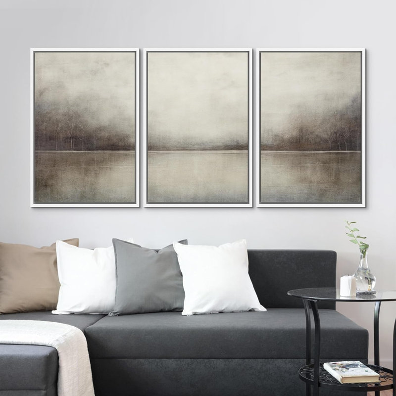 Minimal Landscape 3 pièces, Blanc, H 24 po x l 16 po x P 1,5 po