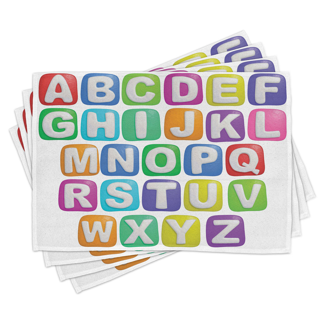 Platzdeckchen 4er-Set, Buntes Alphabet-Set, Multicolor