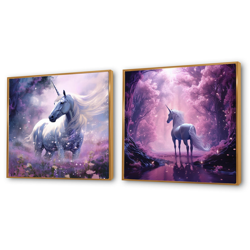 "Luminaire lavande" 2 pièces, H 16 po x l 33 po, Cadre flottant doré