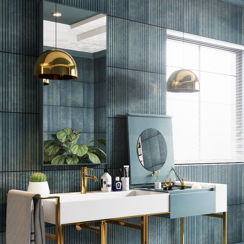 Capri Strata 6-7 / 8 po X 14 po Carreau de porcelaine pour plancher et mur, Bleu