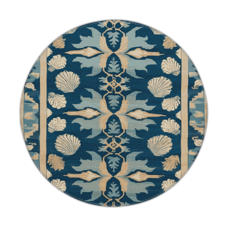 Tapis turc intérieur / extérieur beige, Rond 5 pi