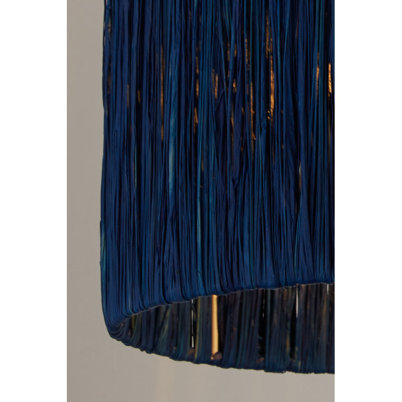 Raffia And Mild Steel Traditional, Blue, 18 cm H x 25 cm W x 25cm D