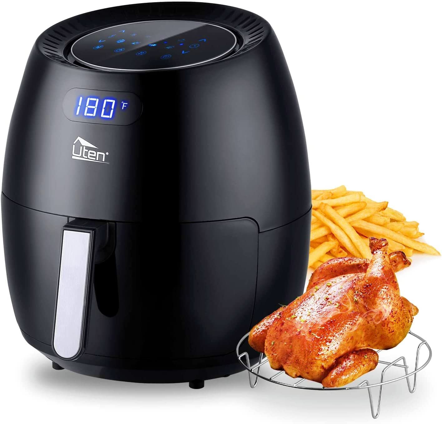 c&g outdoors 4.8qt Compact Air Fryer, Non Stick Frying Basket, Small Manual Air  Fryer With Timer Knob And Temperature Knob, Black