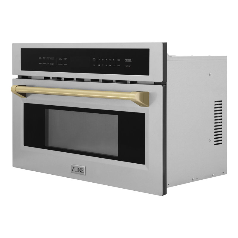 ZLINE Autograph Edition 30 in. 1.6 cu ft. Convection Microwave Oven in Stainless Steel & Champagne Bronze Accents (MWOZ-30-CB)