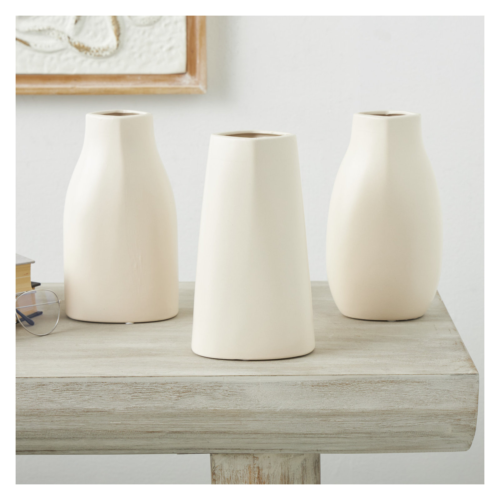 Mable Ceramic Table Vase, Cream