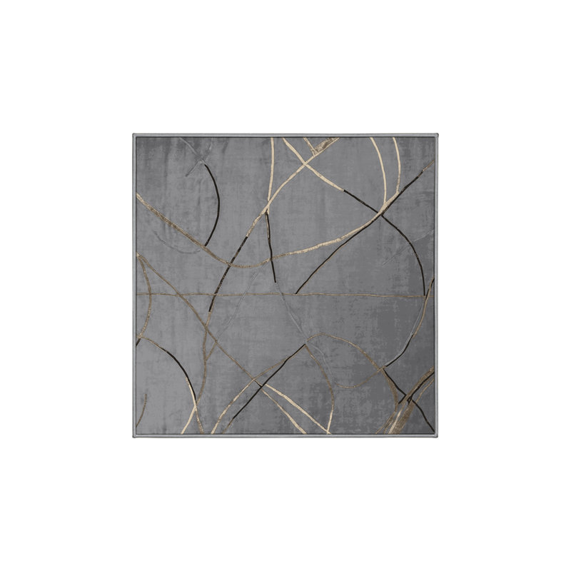 Tapis gris lavable à la machine, Carré 3 pi