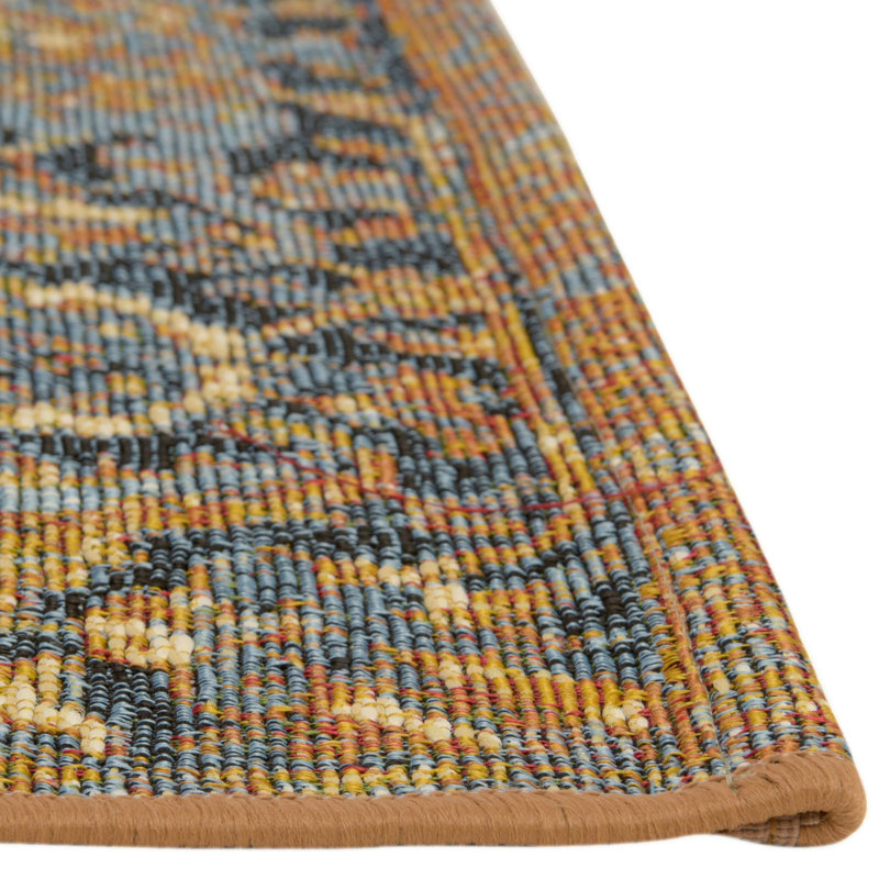 Tapis traditionnel bleu Blue_Unique Loom Nosara, Tapis de couloir 2 pi x 6 pi