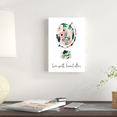 " Live Well Travel Often Floral Globe " Painting Print