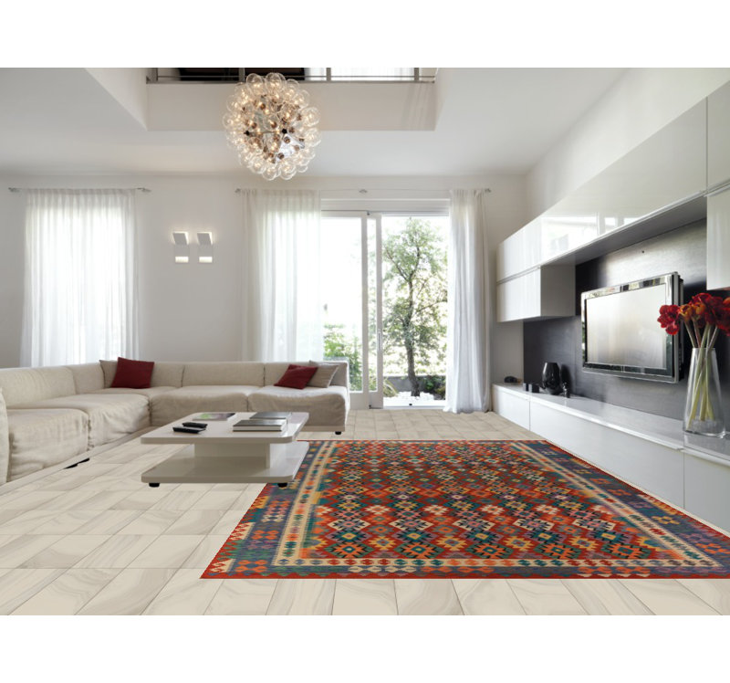 Tapis oriental kilim en laine à tissage plat 10 x 16