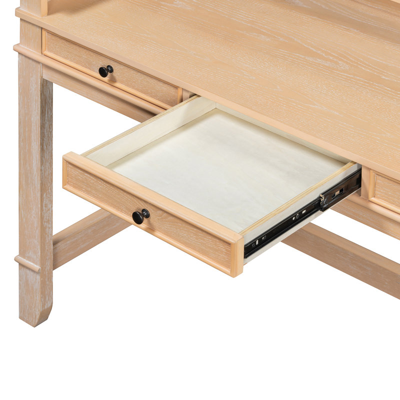 Ensemble de table de salle à manger 4 pièces à hauteur de comptoir avec tiroirs de rangement, Naturel